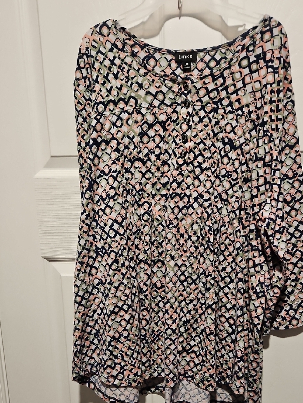 Links Printed Tunic Top in Navy, Pink, Cream